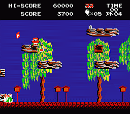 アイテムの上で火の玉を待つ